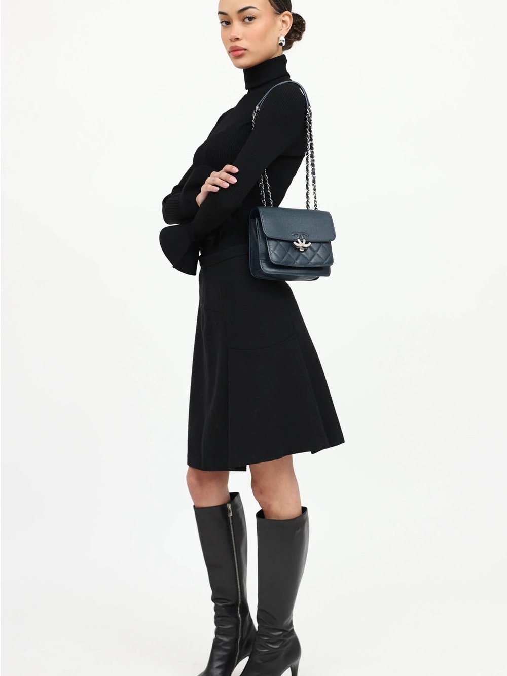 Chanel Navy Quilted Leather Shoulder Bag - Picture 8 of 10